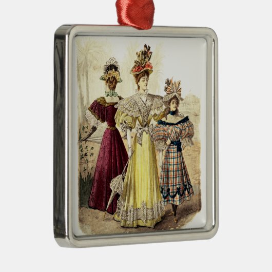 ヴィンテージビクトリアン婦人のパラソル付きドレス メタルオーナメント (右)