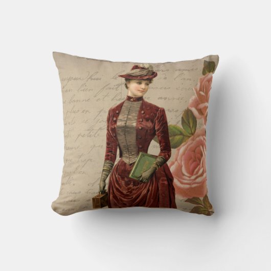 ヴィンテージビクトリアン婦人用化粧枕 クッション (正面)