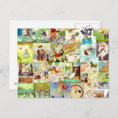 ヴィンテージビクトリアン子供部屋ライムモンタージュ ポストカード (正面/裏面)