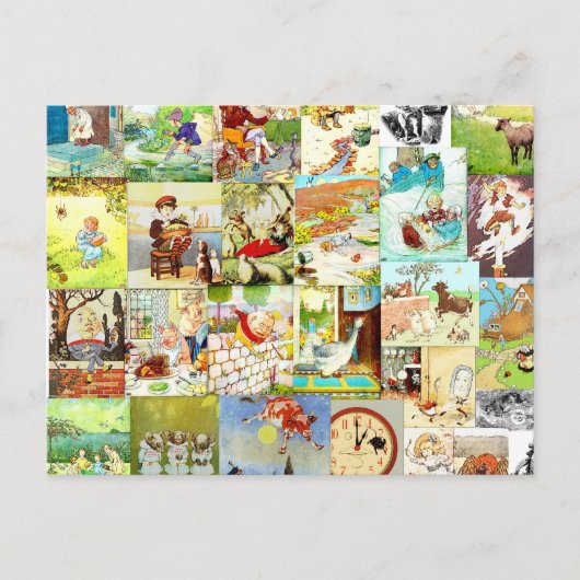 ヴィンテージビクトリアン子供部屋ライムモンタージュ ポストカード (正面)