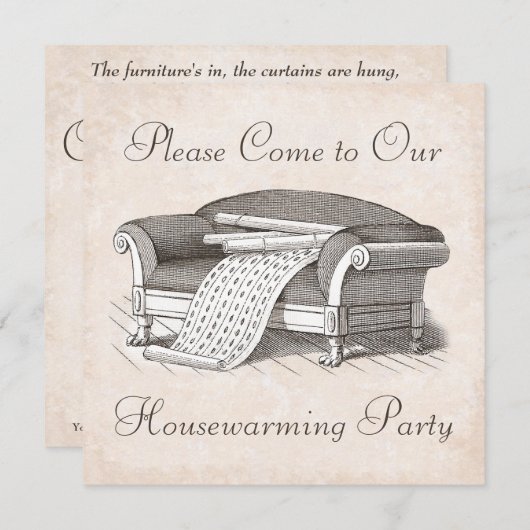ヴィンテージビクトリアン引っ越し祝いパーティー/オープンハウスパーティー 招待状 (正面/裏面)