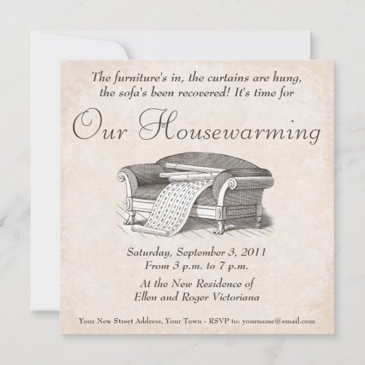 ヴィンテージビクトリアン引っ越し祝いパーティー/オープンハウスパーティー 招待状 (裏面)