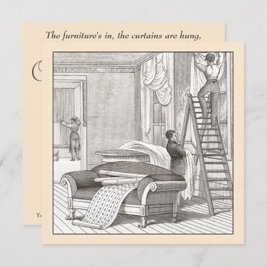 ヴィンテージビクトリアン引っ越し祝いパーティー/オープンハウス 招待状 (正面/裏面)