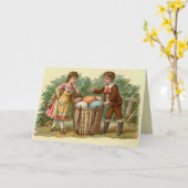 ヴィンテージビクトリアン復活祭 カード (黄色い花)