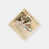 ヴィンテージビクトリアン感謝祭パーソナライズされた スタンダードカクテルナプキン (角)