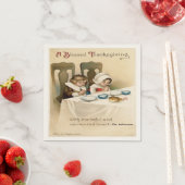 ヴィンテージビクトリアン感謝祭パーソナライズされた スタンダードカクテルナプキン (インサイチュ)