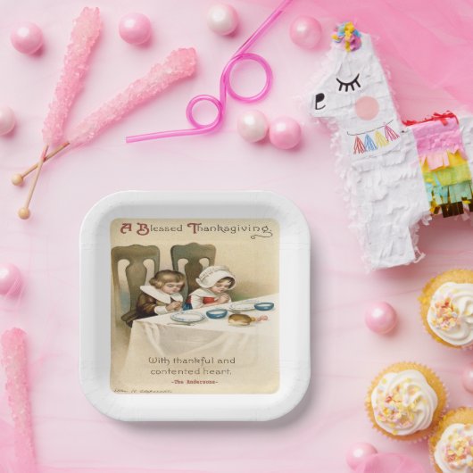 ヴィンテージビクトリアン感謝祭パーソナライズされた ペーパープレート (パーティー)
