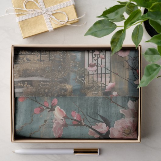 ヴィンテージビクトリアン戸口さくらんぼブロッサムデカップージ 薄葉紙 (ギフト)