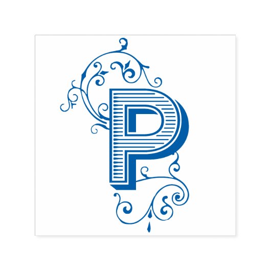 ヴィンテージビクトリアン手紙Pモノグラムフローリズ セルフインキングスタンプ (デザイン)