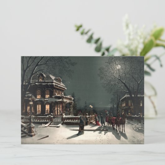 ヴィンテージビクトリアン時代のクリスマスイブ シーズンカード (スタンド正面)