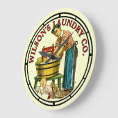 ヴィンテージビクトリアン時代のランドリー標識 ラージ壁時計 (傾斜)
