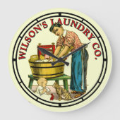 ヴィンテージビクトリアン時代のランドリー標識 ラージ壁時計 (正面)