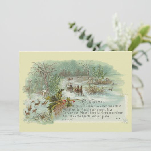 ヴィンテージビクトリアン時代の冬の風景クリスマス シーズンカード (スタンド正面)