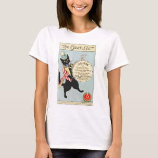 ヴィンテージビクトリアン時代の黒猫マガジンカバー Tシャツ