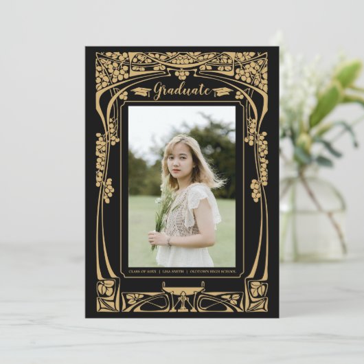 ヴィンテージビクトリアン時代アールヌーボー卒業 招待状 (スタンド正面)