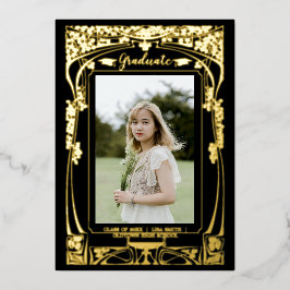 ヴィンテージビクトリアン時代アールヌーボー卒業 箔招待状