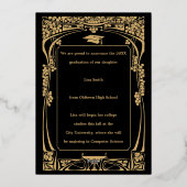 ヴィンテージビクトリアン時代アールヌーボー卒業 箔招待状 (裏面)