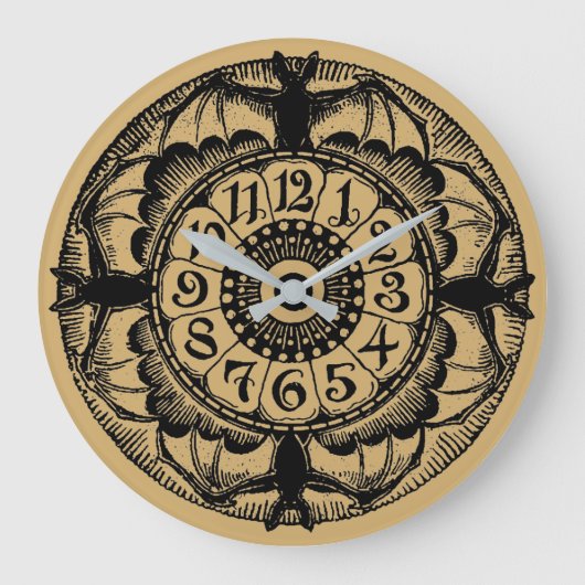 ヴィンテージビクトリアン時代ゴシックこうもり ラージ壁時計 (正面)