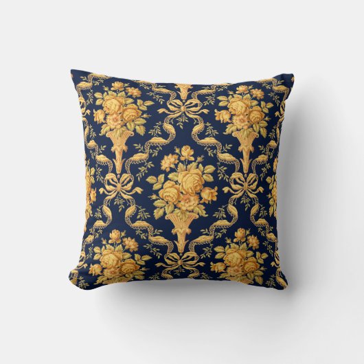 ヴィンテージビクトリアン時代フローラBrocadeパターン クッション (正面)