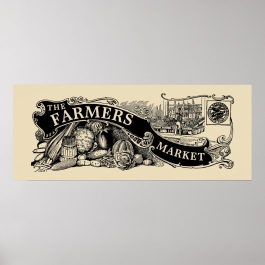ヴィンテージビクトリアン時代農家市場テンプレート ポスター (正面)