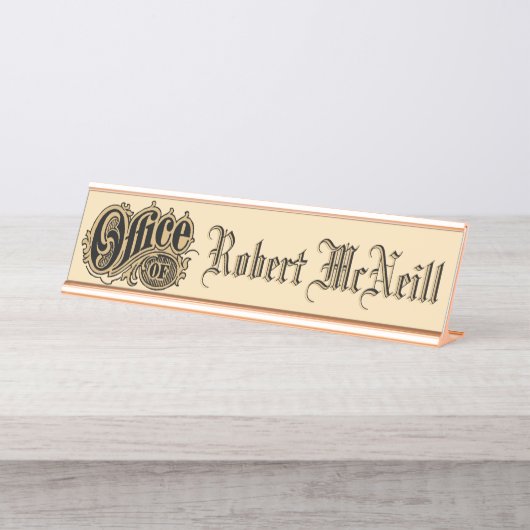 ヴィンテージビクトリアン時代1897 "Office Of"テンプレート デスクネームプレート (正面)