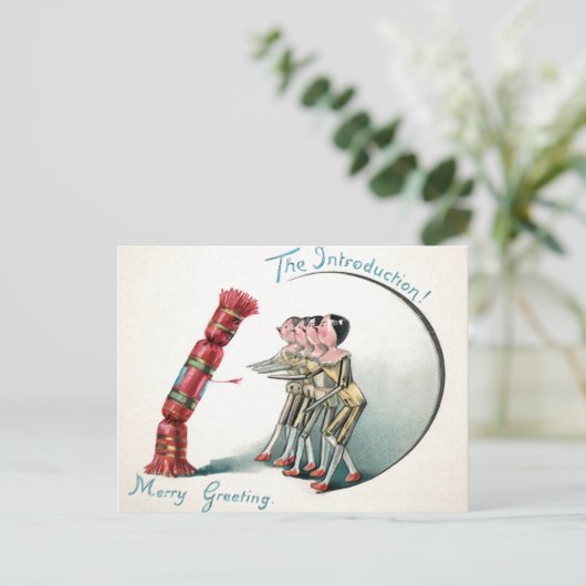 ヴィンテージビクトリアン木人形の紹介 ポストカード (スタンド正面)