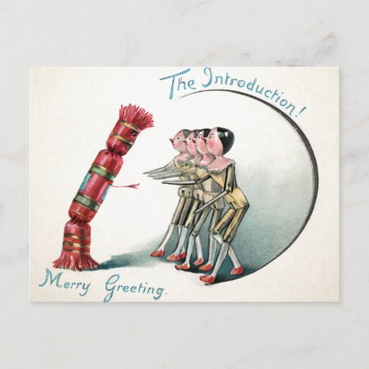 ヴィンテージビクトリアン木人形の紹介 ポストカード (正面)