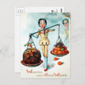 ヴィンテージビクトリアン木人形スケールはがき ポストカード (正面/裏面)