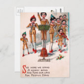 ヴィンテージビクトリアン木人形バンドクリスマス ポストカード (正面/裏面)