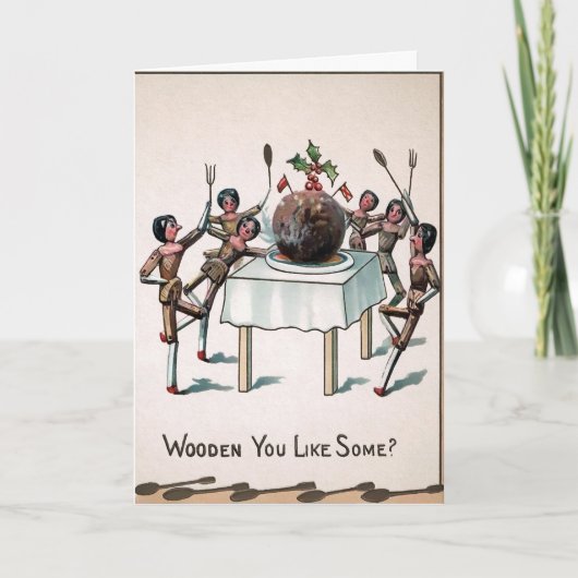 ヴィンテージビクトリアン木人形プラムプディング シーズンカード (正面)