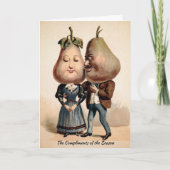 ヴィンテージビクトリアン梨ヘッドカップルクリスマスカード シーズンカード (正面)