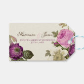 ヴィンテージビクトリアン植物性ピンクプラムアイボリー ギフトタグ (正面(横))