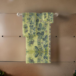 ヴィンテージビクトリアン植物緑 バスタオルセット