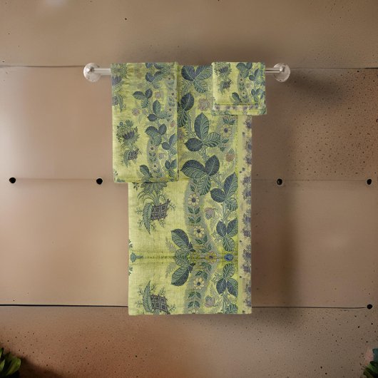 ヴィンテージビクトリアン植物緑 バスタオルセット