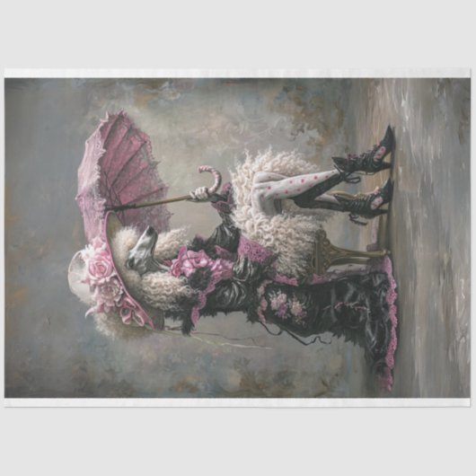 ヴィンテージビクトリアン標準プードルデコップページ 薄葉紙 (正面)