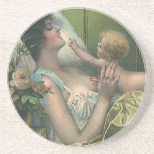 ヴィンテージビクトリアン母の日、ベビー母 コースター (正面)