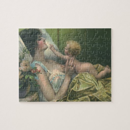 ヴィンテージビクトリアン母の日、ベビー母 ジグソーパズル (横)