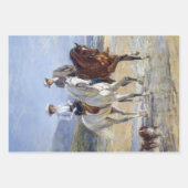 ヴィンテージビクトリアン海女性男馬デコパージュ ラッピングペーパーシート (正面)