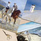 ヴィンテージビクトリアン海女性男馬デコパージュ ラッピングペーパーシート