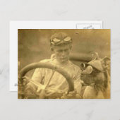 ヴィンテージビクトリアン犬と男の運転車 ポストカード (正面/裏面)
