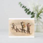 ヴィンテージビクトリアン猫がバレンタインデーを子猫に シーズンポストカード (スタンド正面)