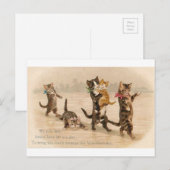 ヴィンテージビクトリアン猫がバレンタインデーを子猫に シーズンポストカード (正面/裏面)