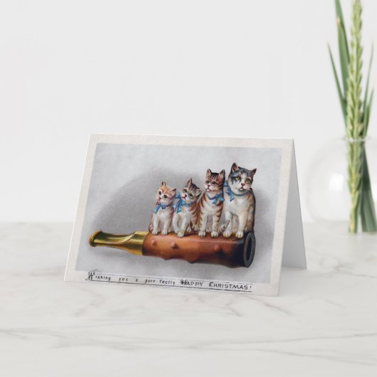 ヴィンテージビクトリアン猫クリスマスカード シーズンカード (正面)