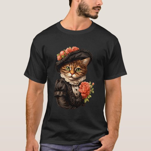 ヴィンテージビクトリアン猫好きの適切な古典博士 Tシャツ (正面)