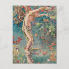 ヴィンテージビクトリアン秋の散乱離れ シーズンポストカード