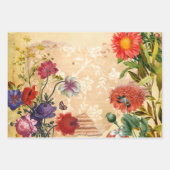 ヴィンテージビクトリアン素朴フローラの古いデコパージュ ラッピングペーパーシート (正面3)