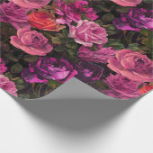 ヴィンテージビクトリアン紫のバラパターン ラッピングペーパー (角)