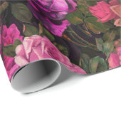 ヴィンテージビクトリアン紫のバラパターン ラッピングペーパー (ロールコーナー)