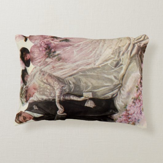 ヴィンテージビクトリアン結婚の新郎新婦 アクセントクッション (裏面)