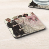 ヴィンテージビクトリアン結婚の新郎新婦 コースター (左側)